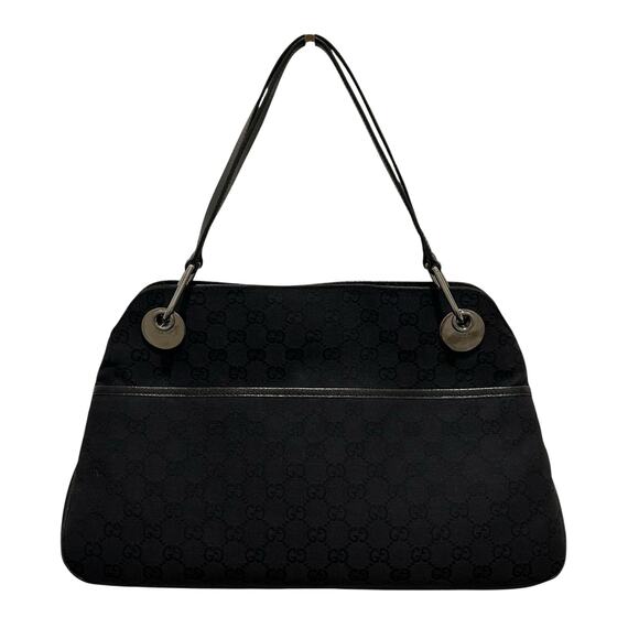 Gucci GG Monogram Black Canvas Eclipse Double Handle Shoulder Bag - Picture 1 of 10
